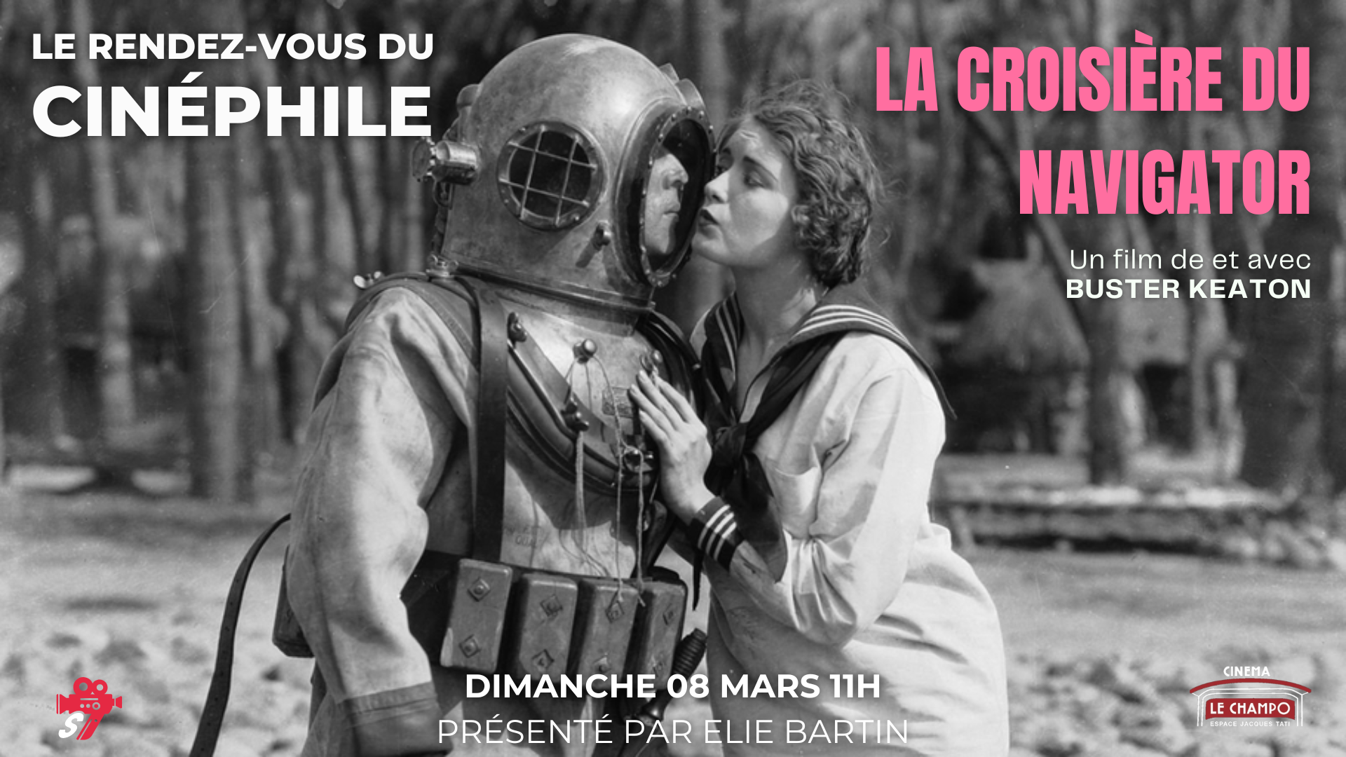 Buster Keaton en scaphandre et une jeune femme sur un paquebot – The Navigator (1924)
