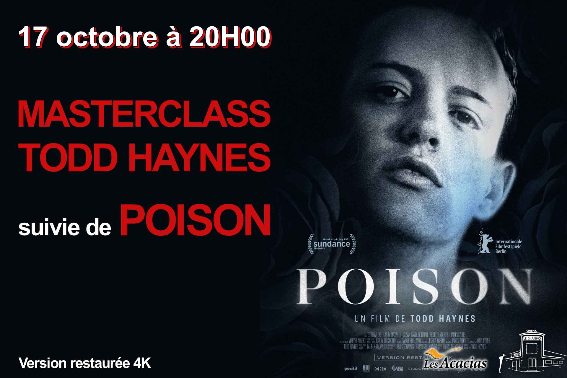 Affiche de la Masterclass Todd Haynes au Champo Paris 5e