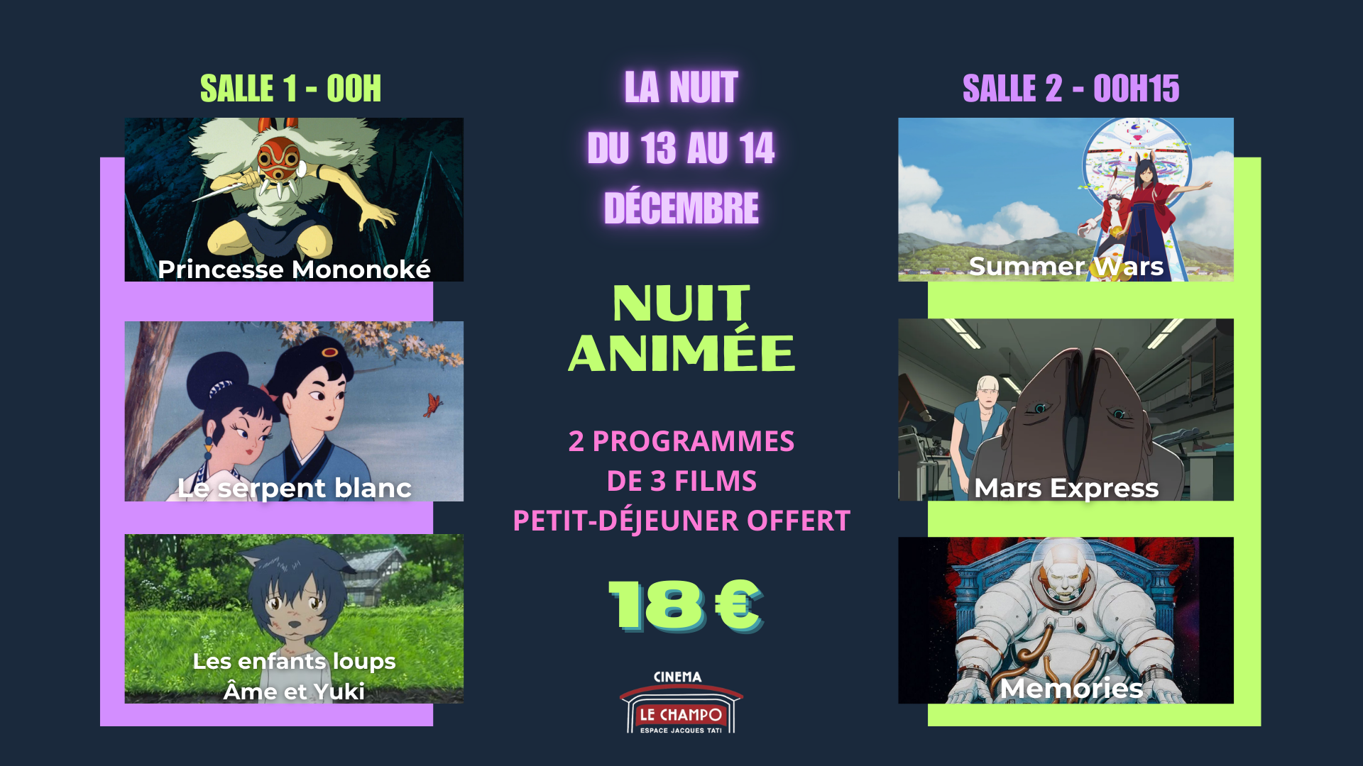 Affiche programme Nuit au Champo - NUIT ANIMÉE