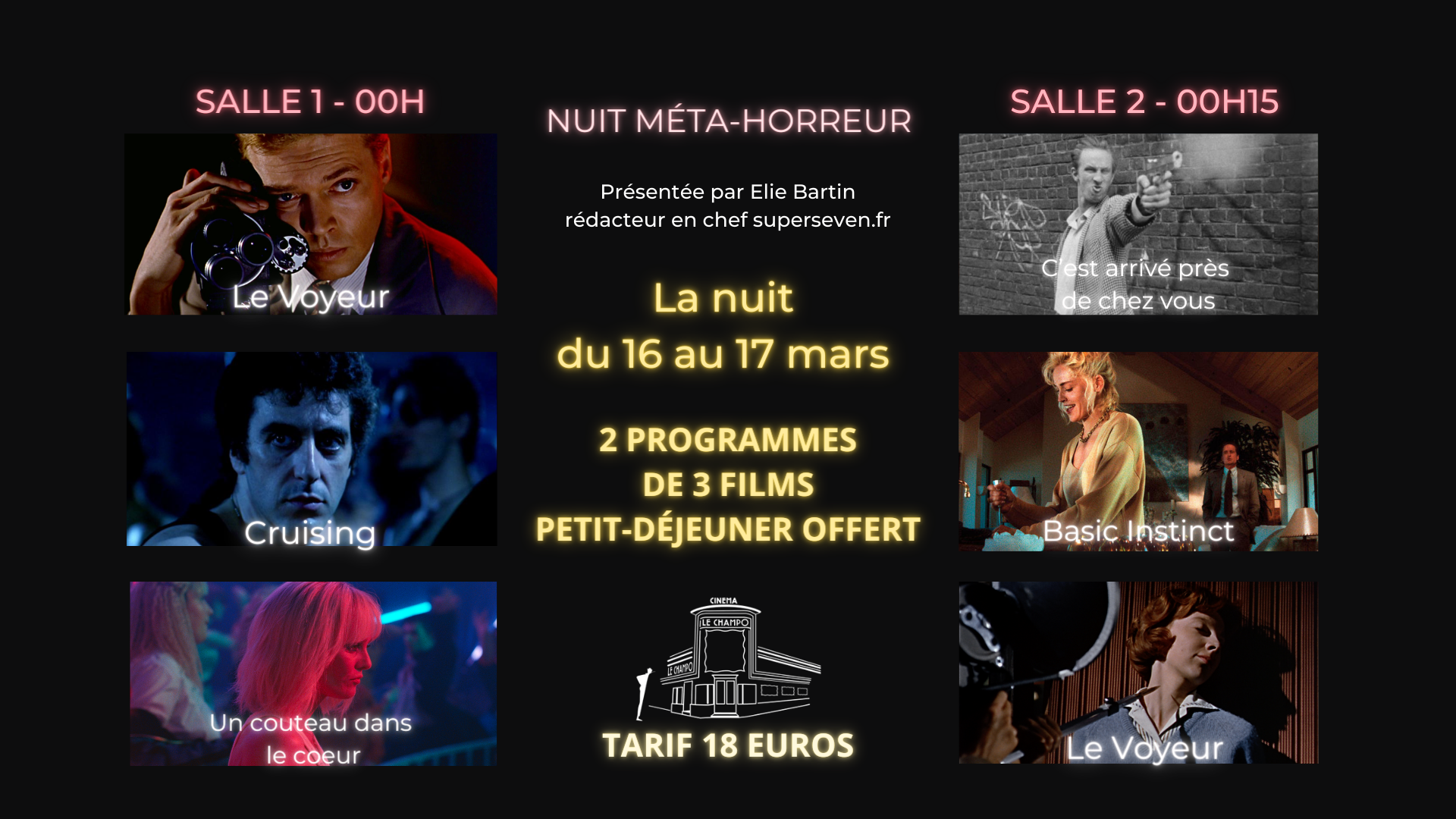 Affiche programme Nuit au Champo - NUIT META HORREUR