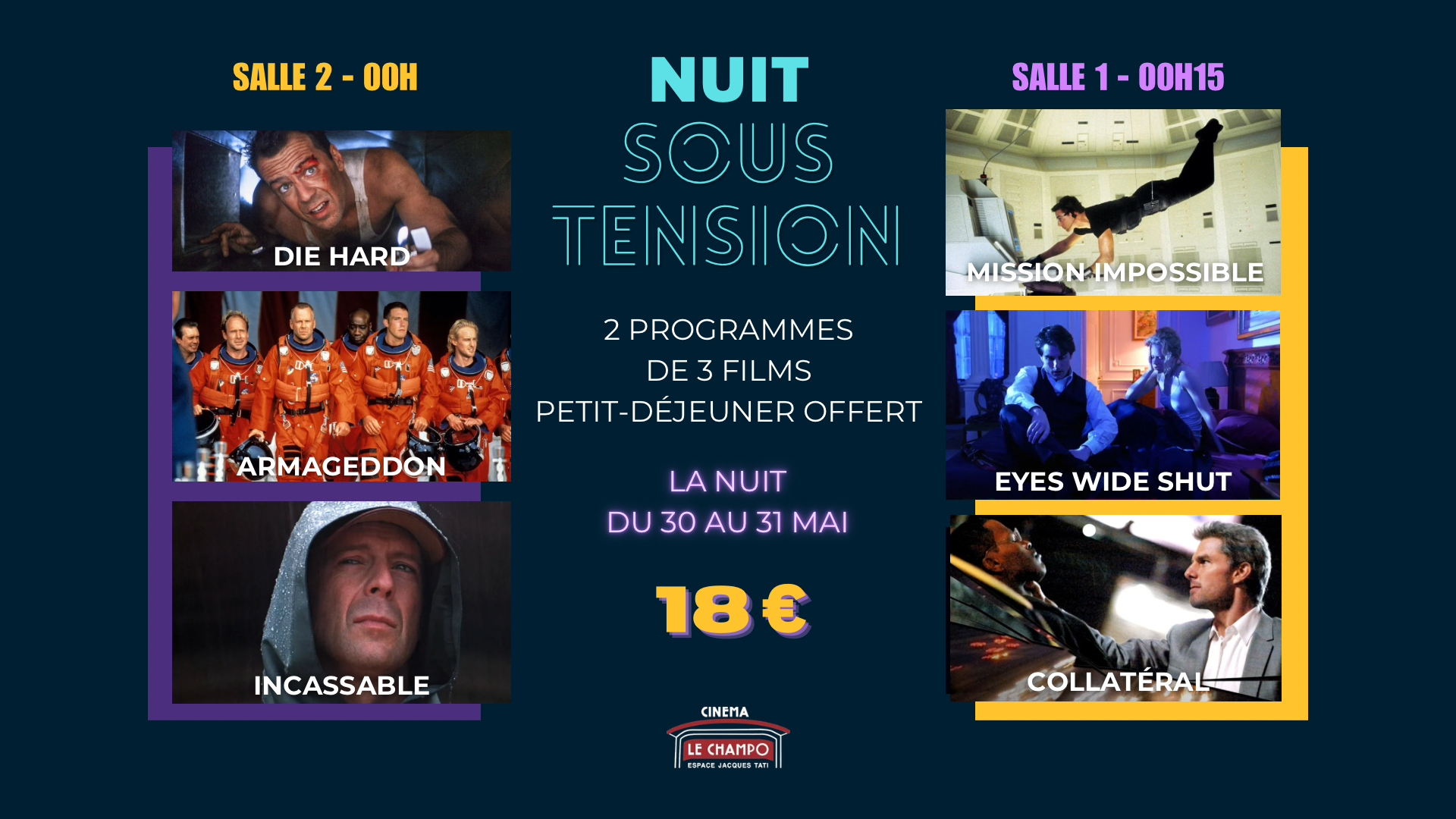 Affiche programme Nuit au Champo - NUIT SOUS TENSION