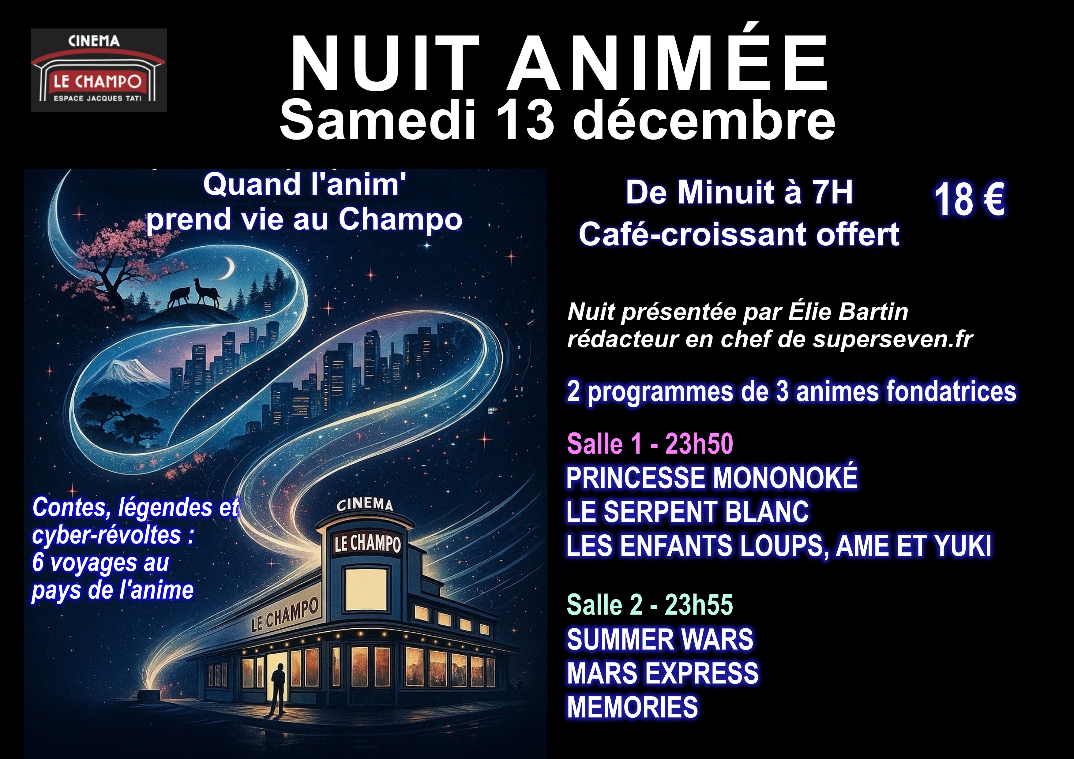 Nuit JAP ANIME au Champo. Contes, légendes et cyber-révolte : 6 voyages au pays de l'anime